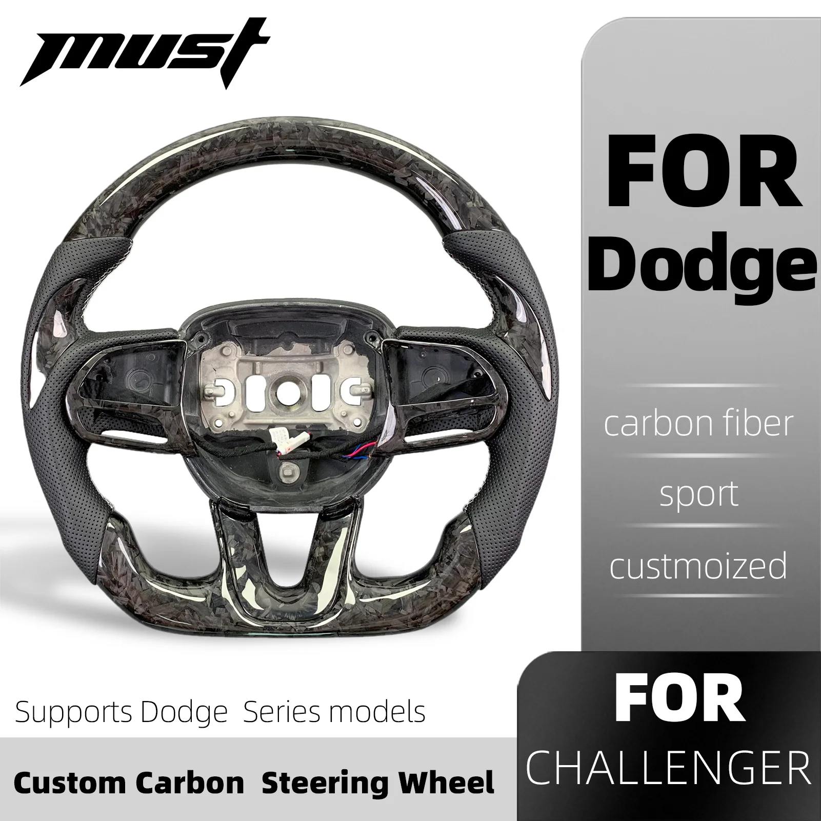 

Замена рулевого колеса из углеродного волокна для Dodge/Jeep Jeep Grand Cherokee Challenger Charger/SXT/GT/RT/SRT/HELLCAT 15-23