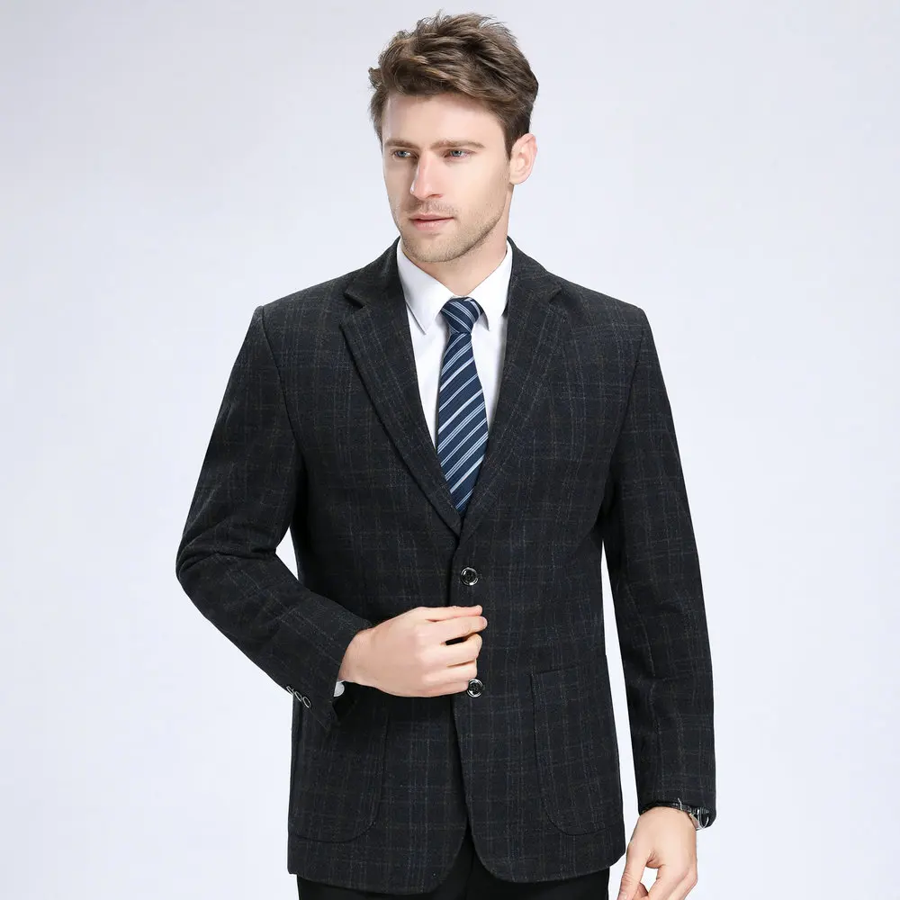 سترات رجالية من مزيج الصوف المتقلب سترة تويد غير رسمية للأعمال ملابس منقوشة للرجال (6 مقاسات، كحلي/رمادي/بني) ملابس خالدة