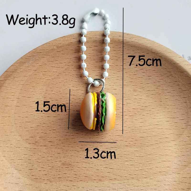 الراتنج هامبورغ الخبز المقلية الدجاج سلاسل المفاتيح حلقة رئيسية الإبداعية مضحك محاكاة الغذاء قلادة حقيبة صندوق حامل السيارة النساء الرجال المجوهرات