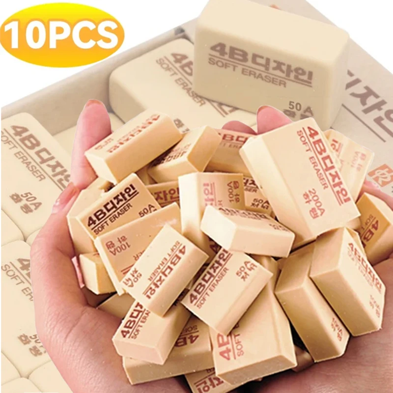 10-1Pcs 4B Eraser Wiping Tools Student Stationery Correction Tools Rubber Pencil Eraser Drawing Writing School Office Supplies