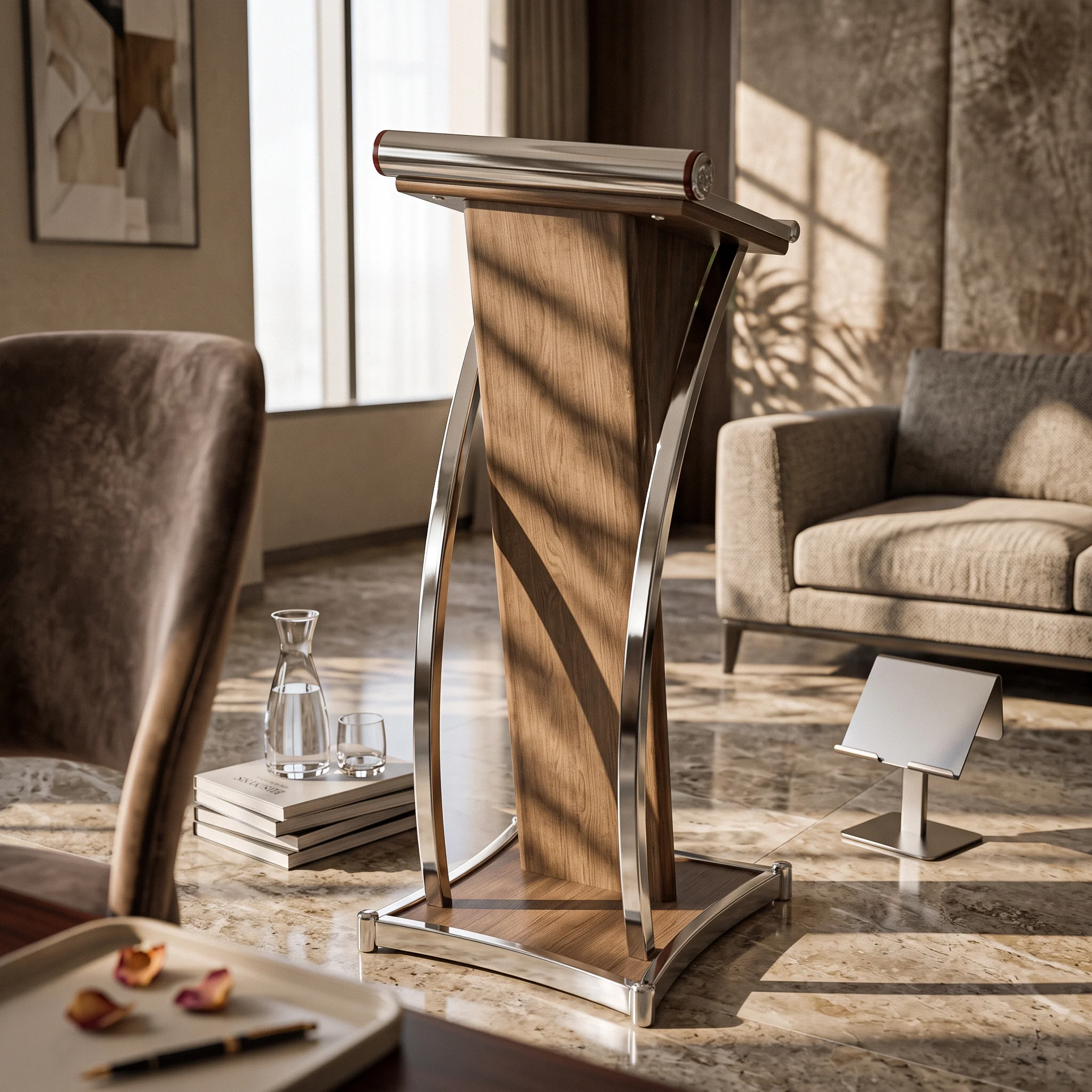 Podium with Slanted Top Freestanding Presentation Stand Reading Desk Ergonomic Lectern Podium Sturdy for Speakers