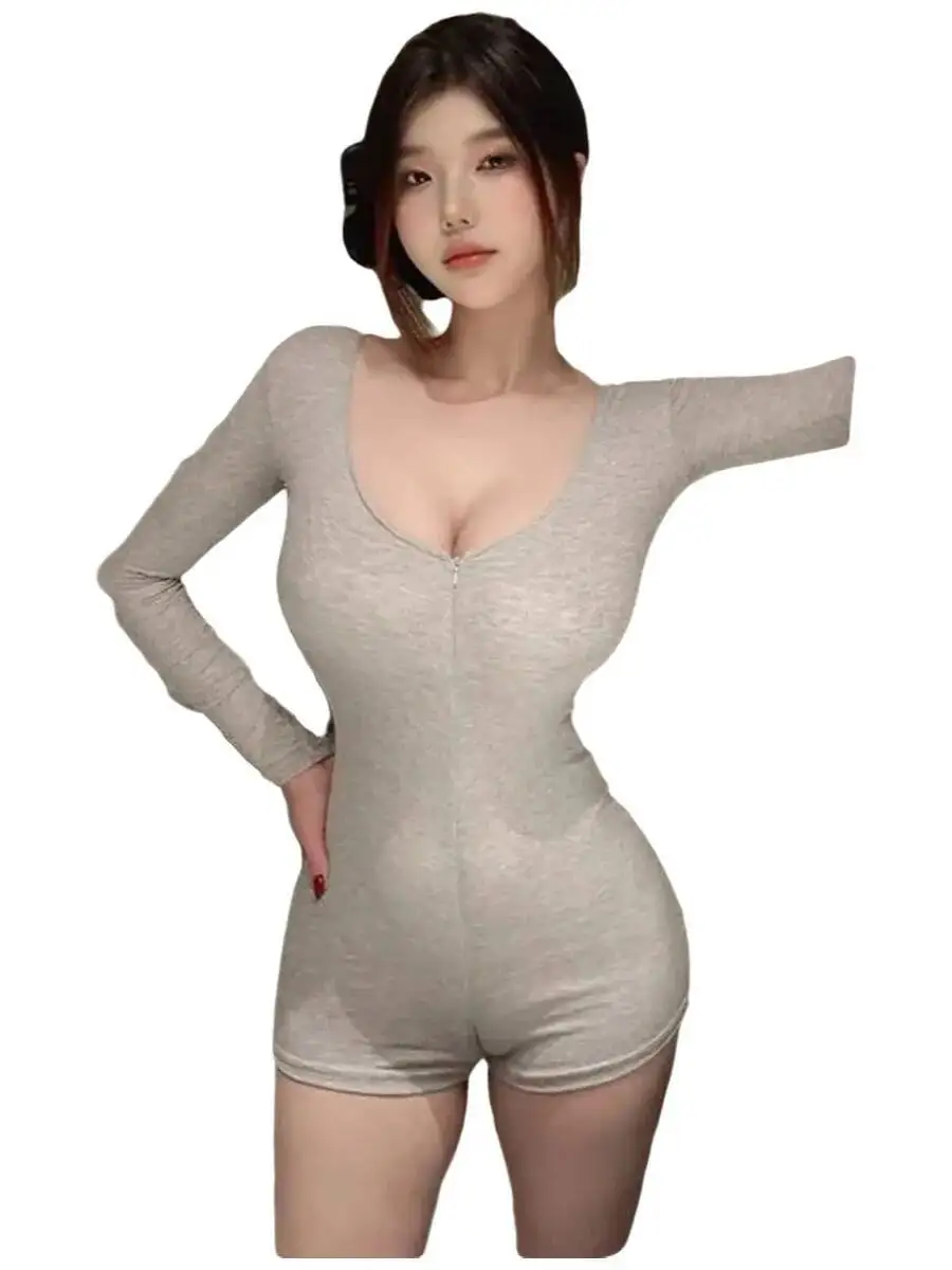 Sexy Women's Jumpsuit Shorts Pure Desire Sexy Slim Wear With Chest Pads Secretary Solid Color Women's Jumpsuit Shorts Fiery XXBL