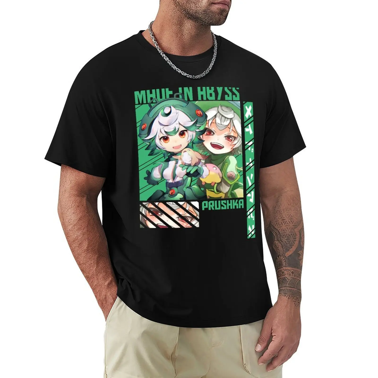 Made in abyss Prushka Anime Manga sticker hoodie tshirt T-Shirt Soft Basic Cotton Short Sleeve Tee