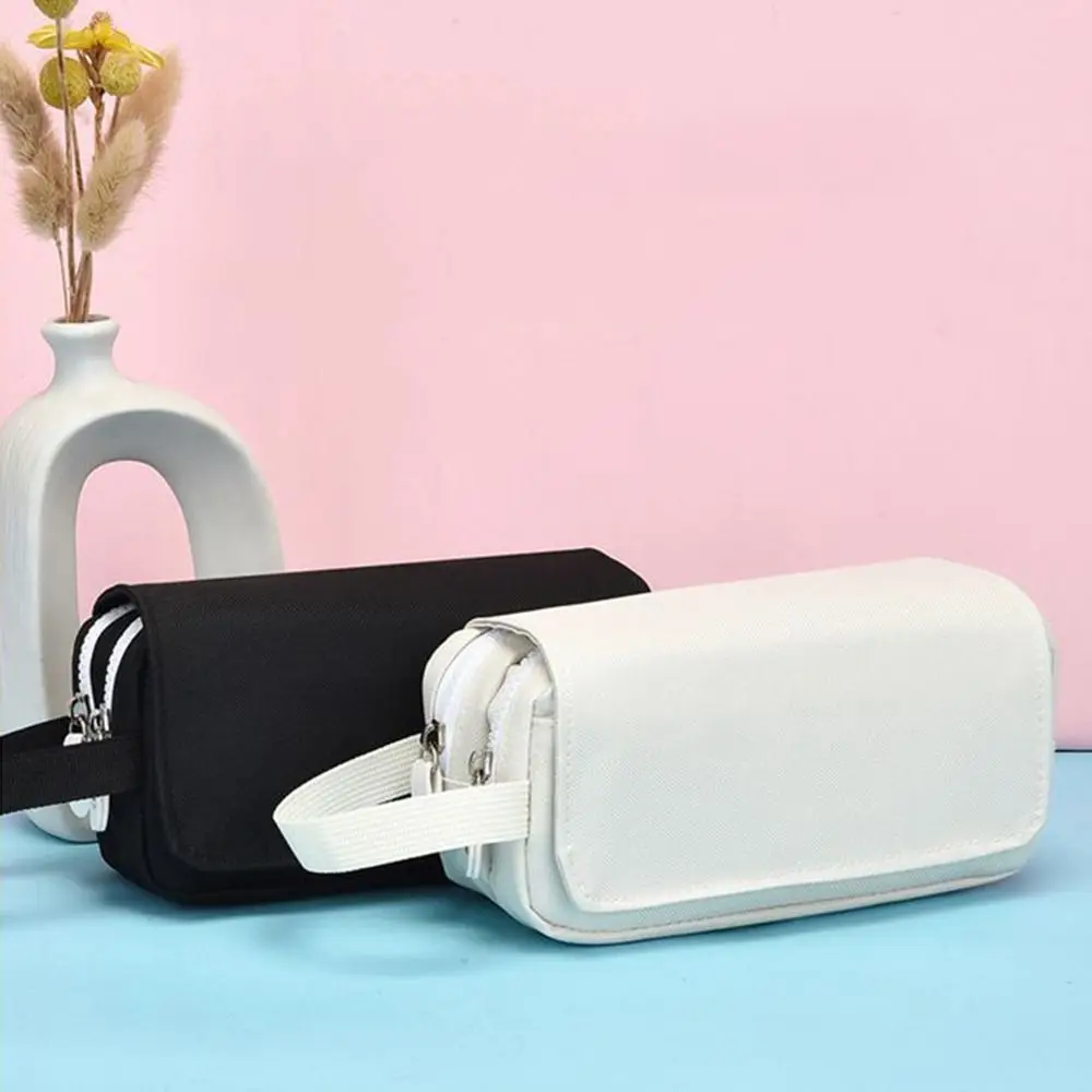 

Simplicity Fashion Double Layer Portable Pen Pouch Zipper Wear-resistant Pencil Case Large Capacity Durable Pen Bag Gifts