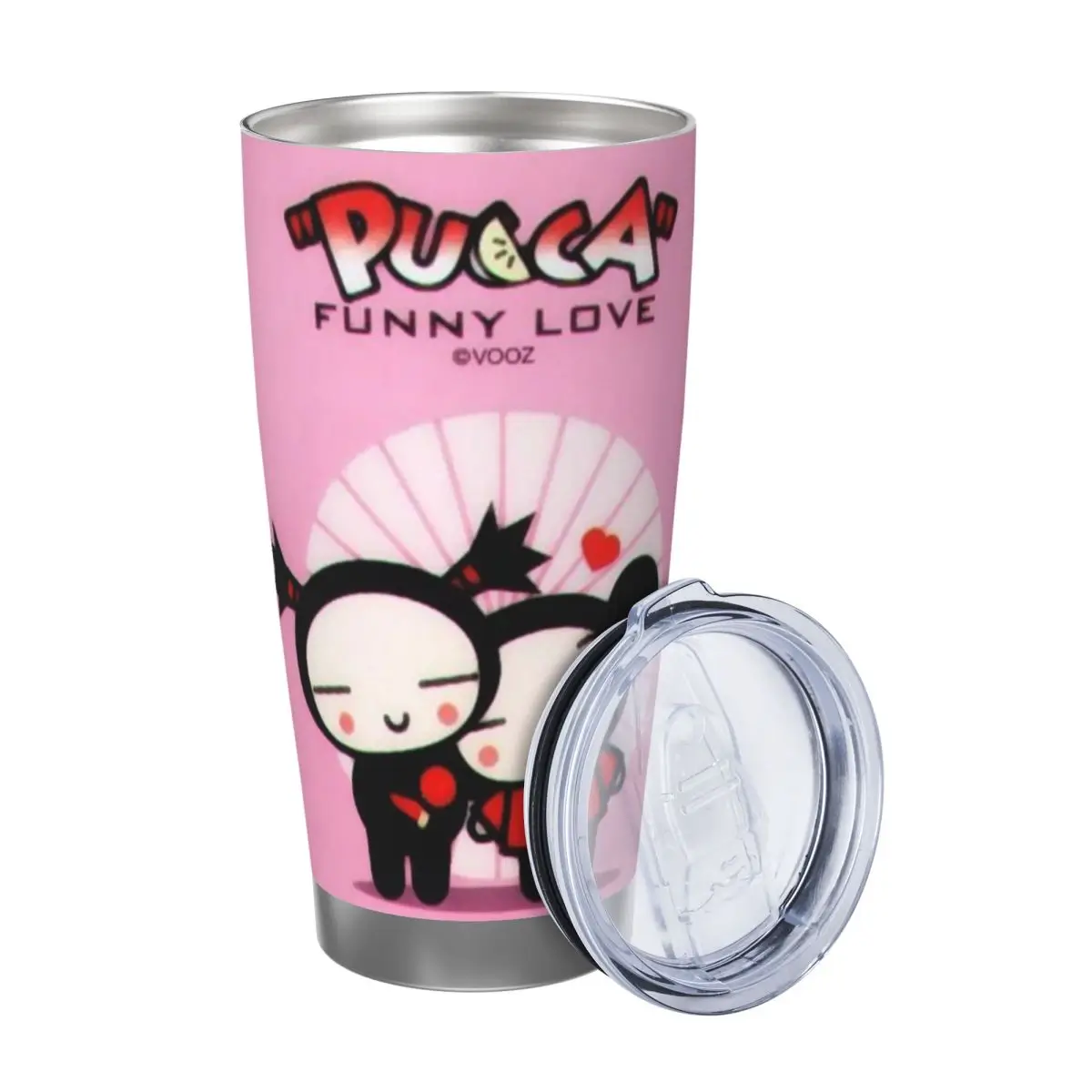 Cute Cartoon Pucca 20oz Stainless Steel Insulated Thermal Coffee Car Cup Cold Hot Mugs Vacuum Flask