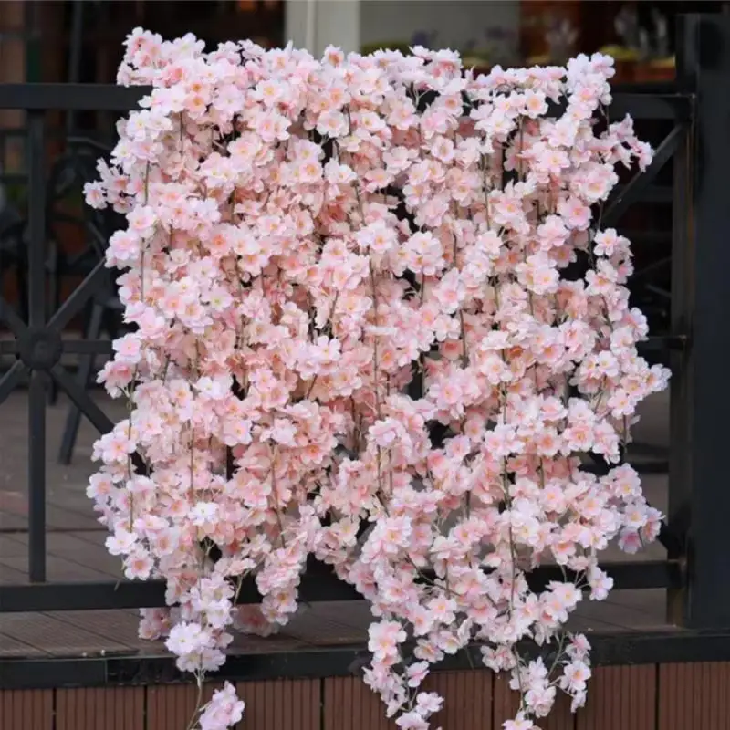 230cm Artificial Vine Flowers Cherry Blossom Sakura Garland Wedding Arch Garden Backdrop Home Party Decoration Silk Fake Plants