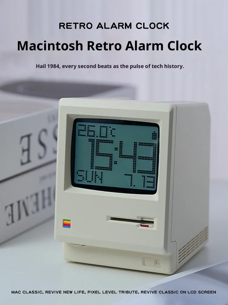 ماكلوك ريترو الإبداع ساعة تنبيه سطح المكتب زخرفة ساعة رقمية USB شحن زر ضوء الليل ملحقات المنزل هدية
