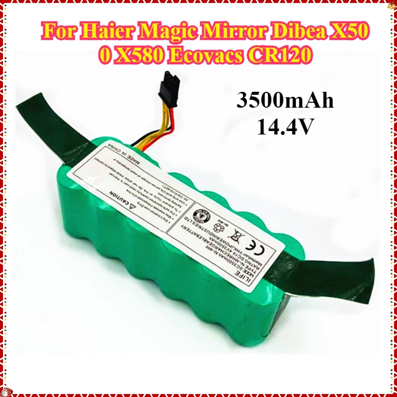 New 3500mAh Battery for Haier Magic Mirror Dibea X500 X580 Ecovacs CR120 14.4V