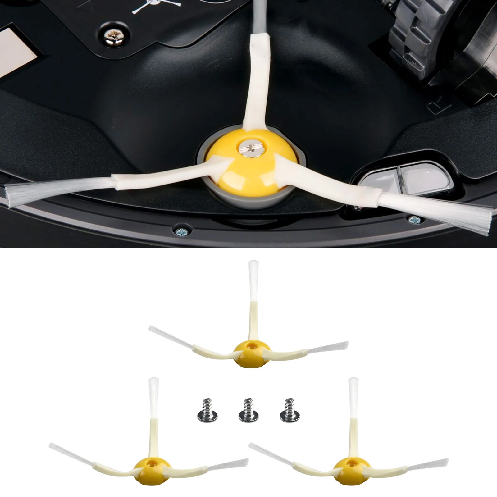 3pcs  Side Brushes Kit For  Roomba 500 & 600 & 700 Series 600 610 620 760 770 780 Vacuum Cleaner Replacement Set