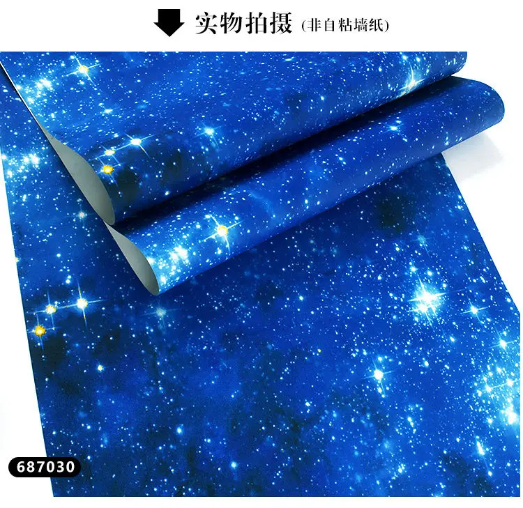 Interior Ceiling 3D Wallpaper Living Room Bedroom Sofa Background Blue Night Universe Space Stars Mural Wall Covering Ktv