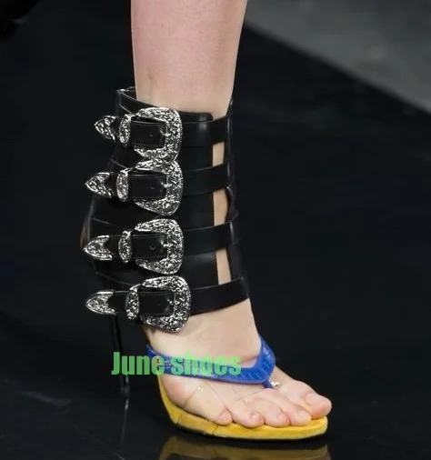 

Lady Vintage Gladiator Flip Flops Suede Sandals Pvc Design Buckle Strap Metal Pumps Ankle Boots Summer Runway Zipper Pumps Size