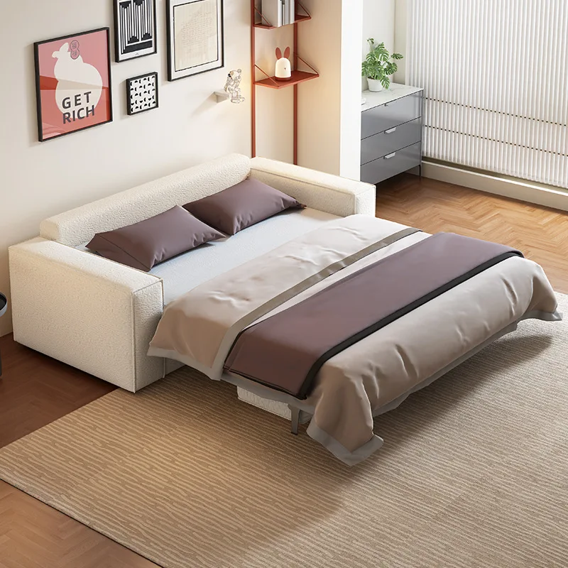 Premium sense retro simple snowflake velvet sofa bed new dual-purpose flip folding bed with its own mattress integrated