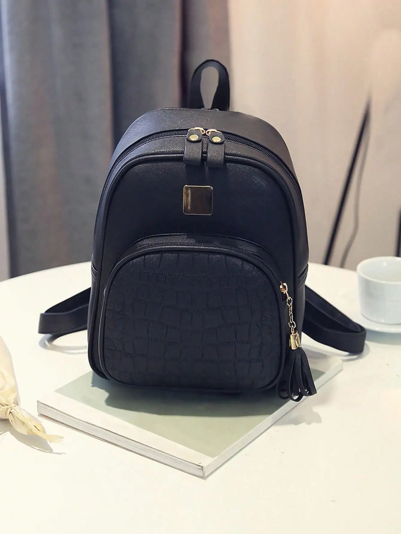 1psc Women\'S Fashionable Lychee Pattern Backpack Is Suitable For Girls, White-Collar Workers, Travel And Daily Commuting