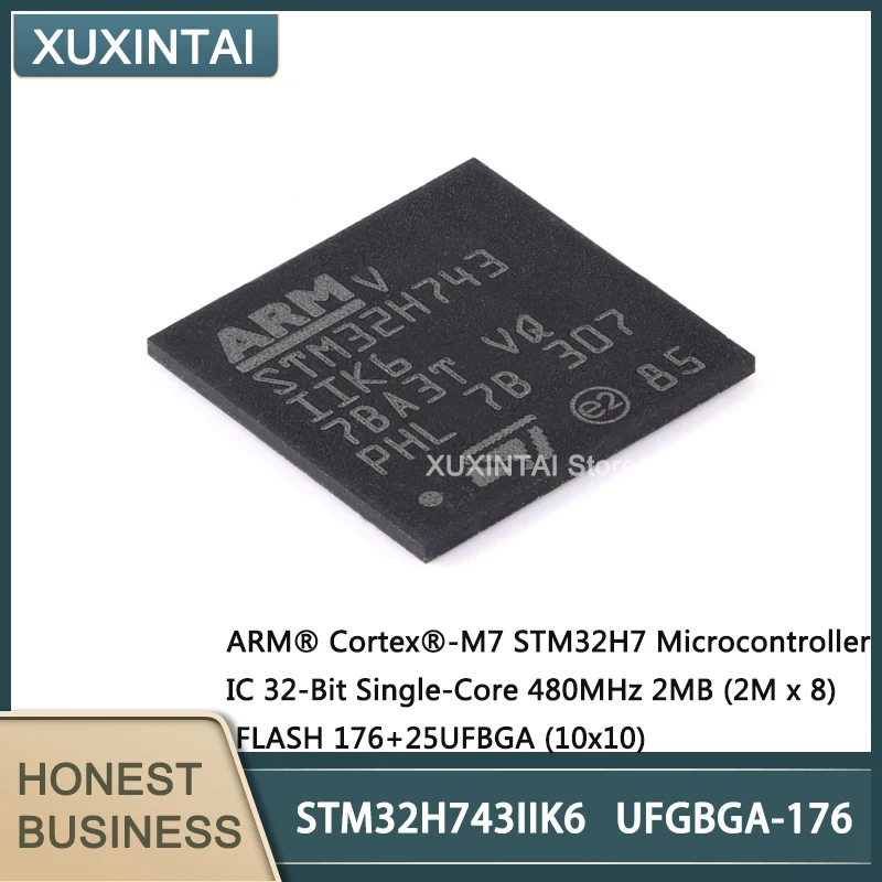 1~5Pcs New Original STM32H743IIK6 STM32H743 MCU  Microcontroller IC 32-Bit Single-Core 480MHz 2MB (2M x 8) FLASH 176+25UFBGA