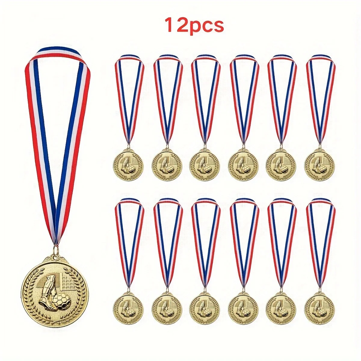 12 قطعة ميدالية جائزة ذهبية سبائك الزنك الفائز المستديرة مكافأة كرة القدم المنافسة جوائز الميداليات الذهبية ل هدية تذكارية الرياضة #2