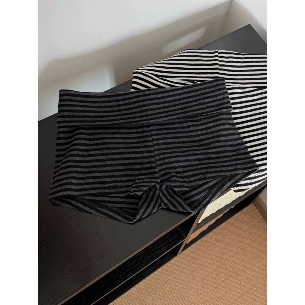 2026 Summer women GYM Compression Shorts High Waist Breathable Running Gym Training Shorts with Built-in Liner Stripe Pants