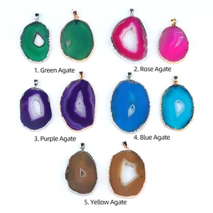 Natural Semi -Compliant Stones im unregelmäßigen Format, Lila, Rosa, Grün, Achat, Anhänger, Schmuck, DIY -Halsketten, Ohrringezubehör 10 Hauptverkäufe Nuria Semi Schmuck - №2