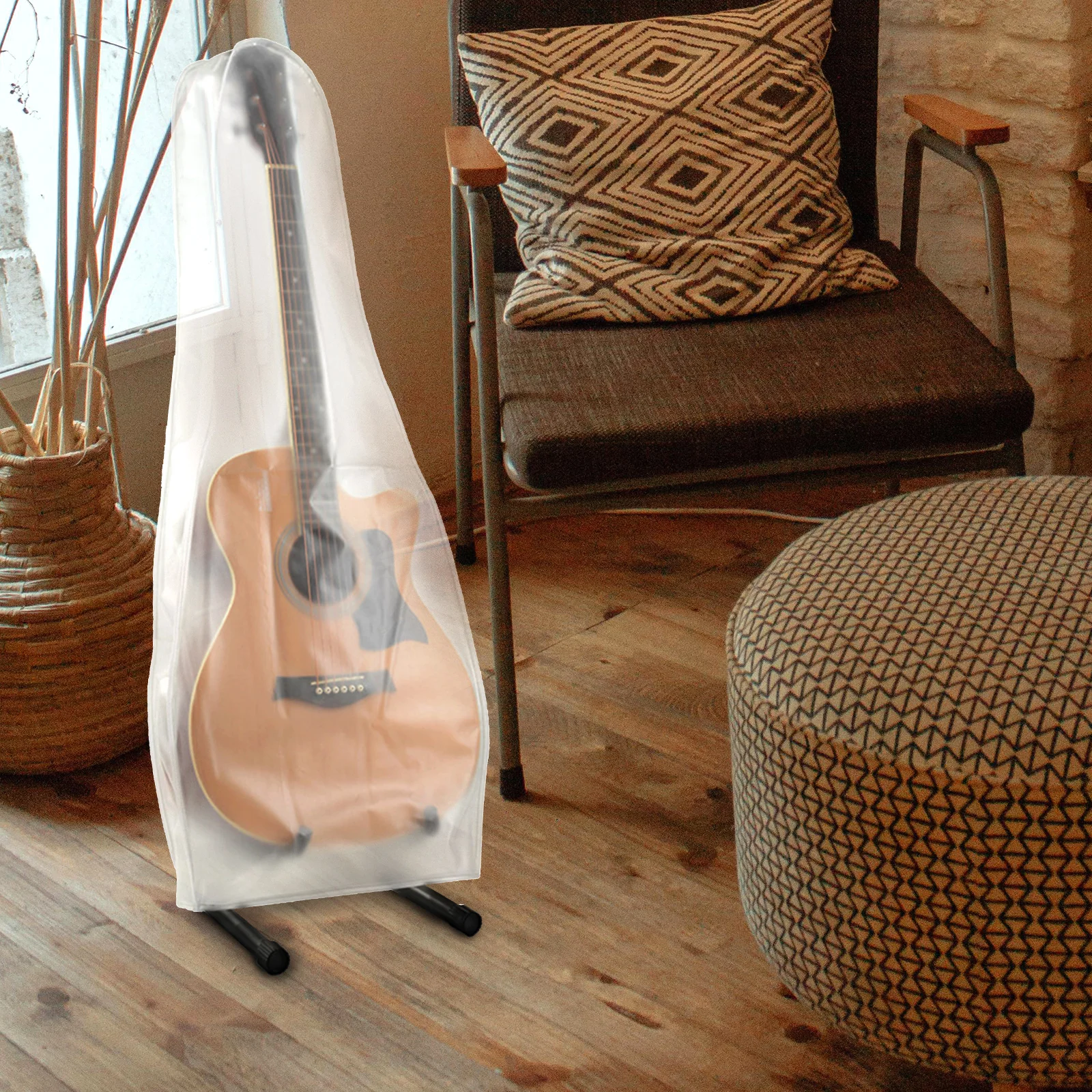 

Pvc Guitar Dust Cover Waterproof Protective Cover For Electric Acoustic Bass String Instruments Lightweight Foldable Guitar