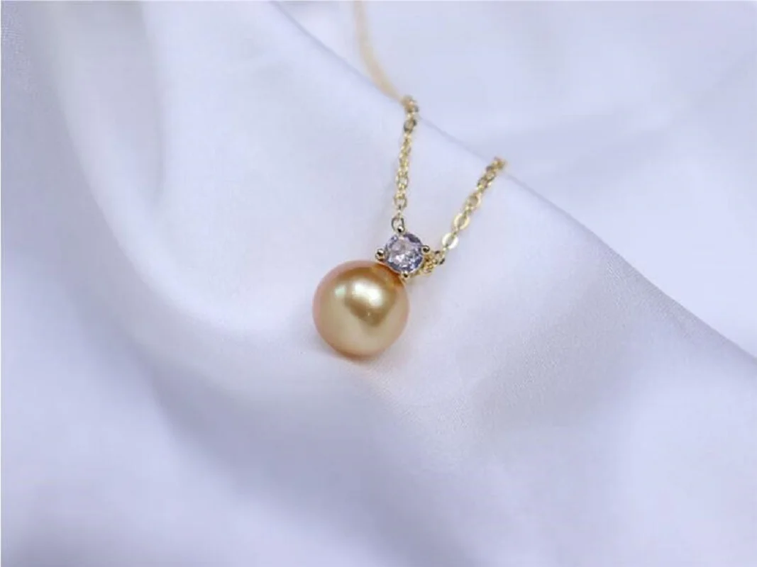 huge AAAA++++ 12-13mm Minimally designed pure silver single strong natural seawater south set GOLD pearl necklace gift box