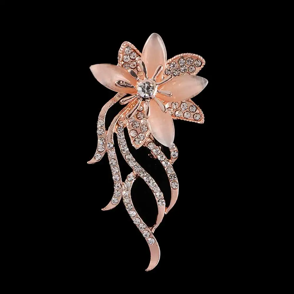 Buckle Clothing High Quality Women Elegant Alloy Fashion Flower Accessories Brooch Wedding Tassel Rhinestone