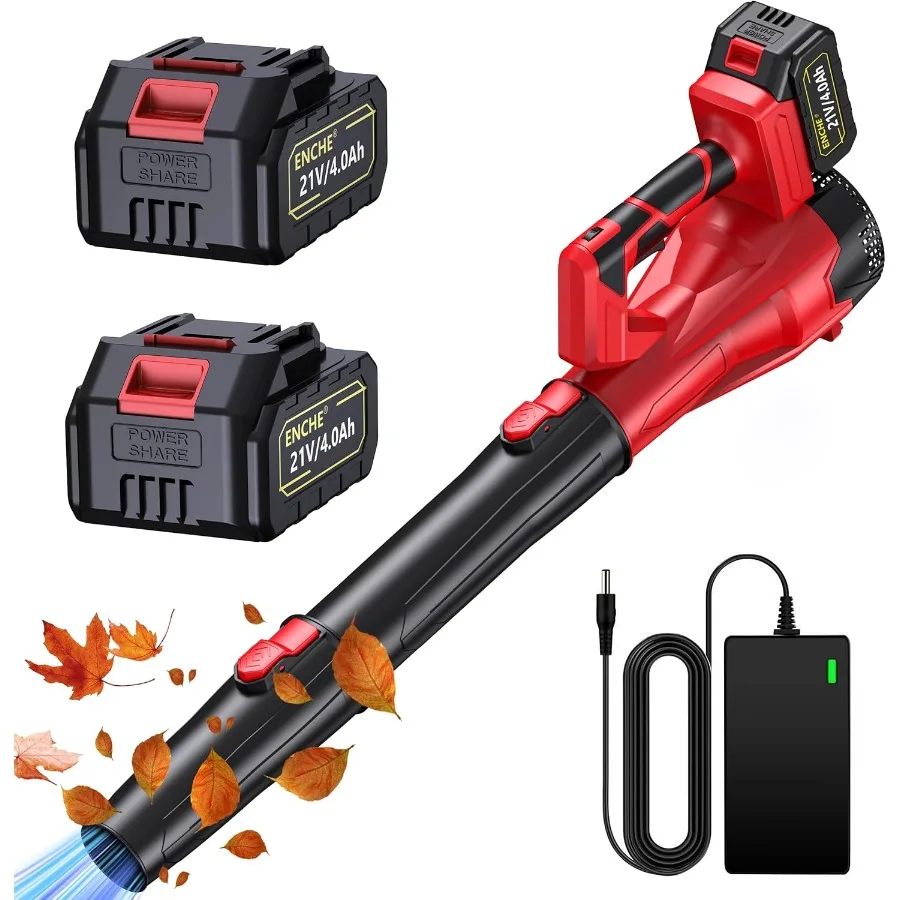 

Cordless Leaf Blower 21V Powerful Electric Leaf Blower with 2×4.0Ah Batteries and Charger 6 Speed Modes Lightweight Battery Pow