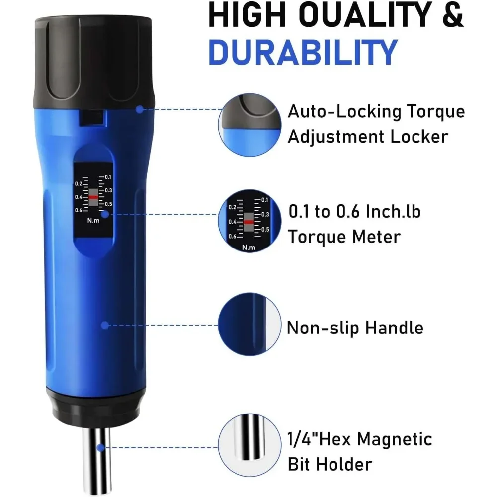 High Precision Preset Torque Screwdriver Wrench Driver Bits Set 1/4” Drive for Maintenance Bike Repairing Gun Mounting Tool