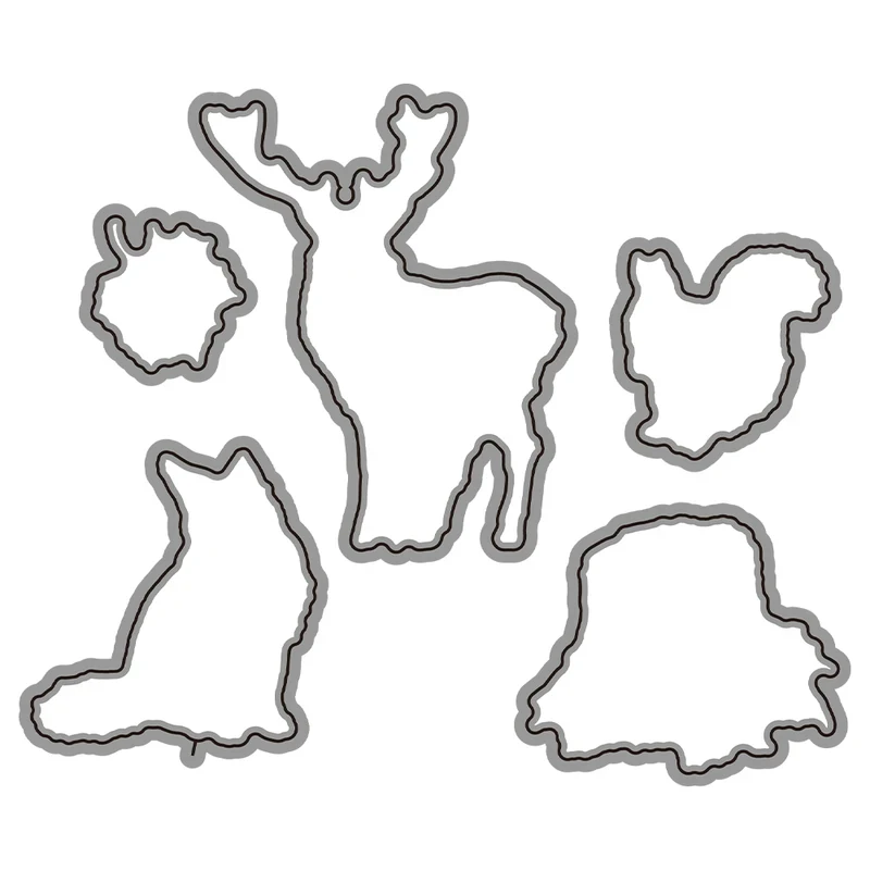 Nature Animals Cutting Dies Clear Stamps Fox Deer Squirrel DIY Scrapbooking Metal Dies Silicone Stamp For Cards Album