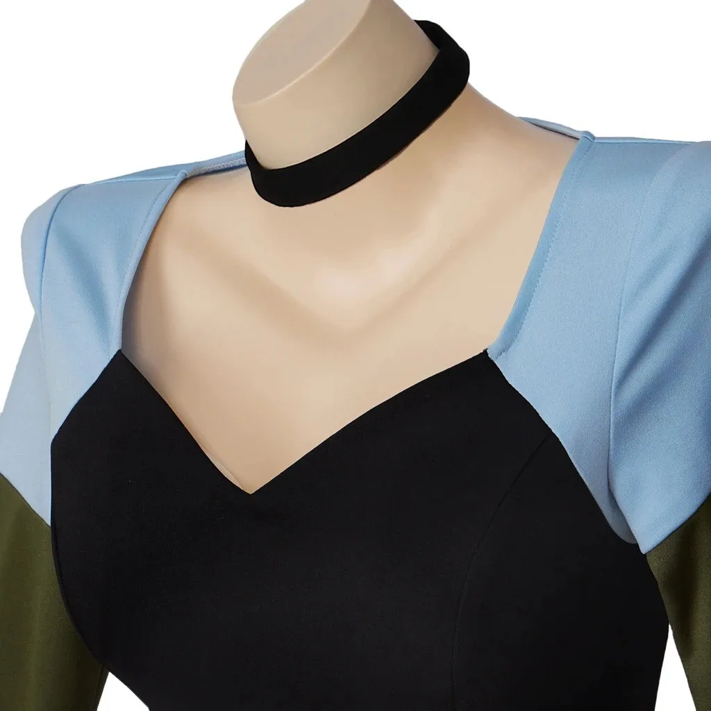 Gwen Cosplay ort jupe loween Costume femme Patchwork couleur Blo Anime tenue île survie bataille fibre de Polyester