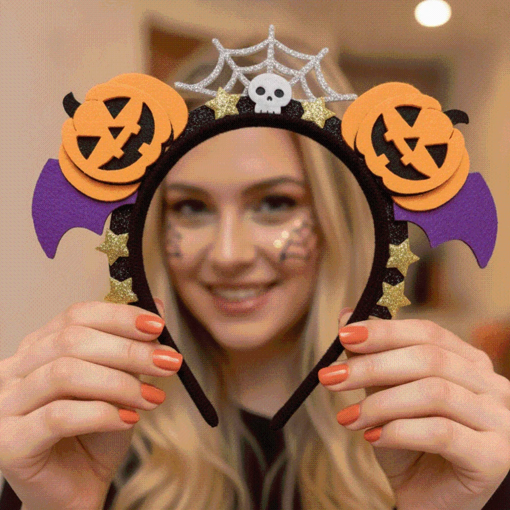 Felt Pumpkin Headband Purple Batwing Orange Halloween Hairband Bright Colors Flexible Bat Wings Hair Hoop Toddlers