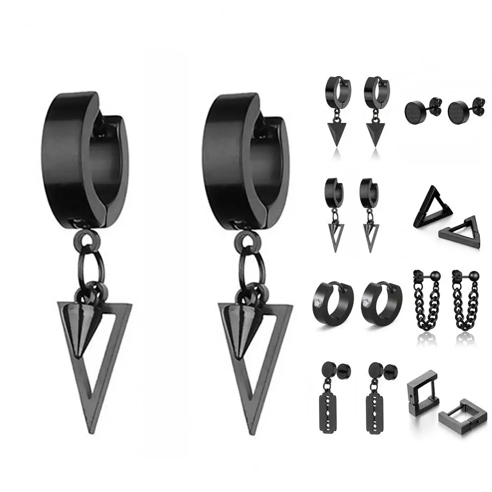 1 Pc Men Stud Earrings Punk Style Multi Shapes Gothic No Inflammation Men Dangle Earrings Gift