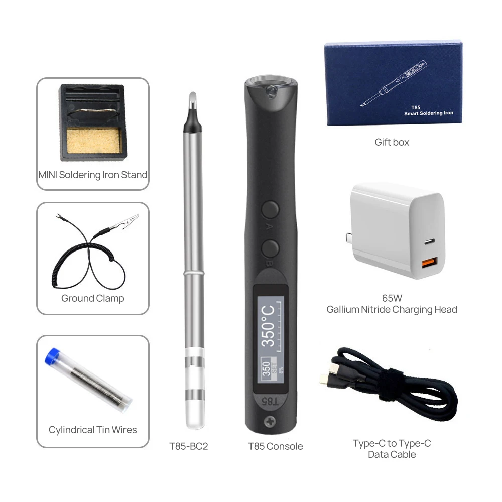 T85 96W Electric Soldering Iron Kit Repair Tool Welding Solder Rework Station Heat Pencil Smart Portable Solder Iron Tips