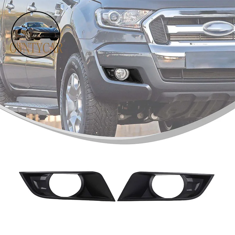 Para ford ranger wildtrak 2015-2022 abs preto fosco frente do carro luz de nevoeiro quadro decorativo capa acessórios exteriores do carro