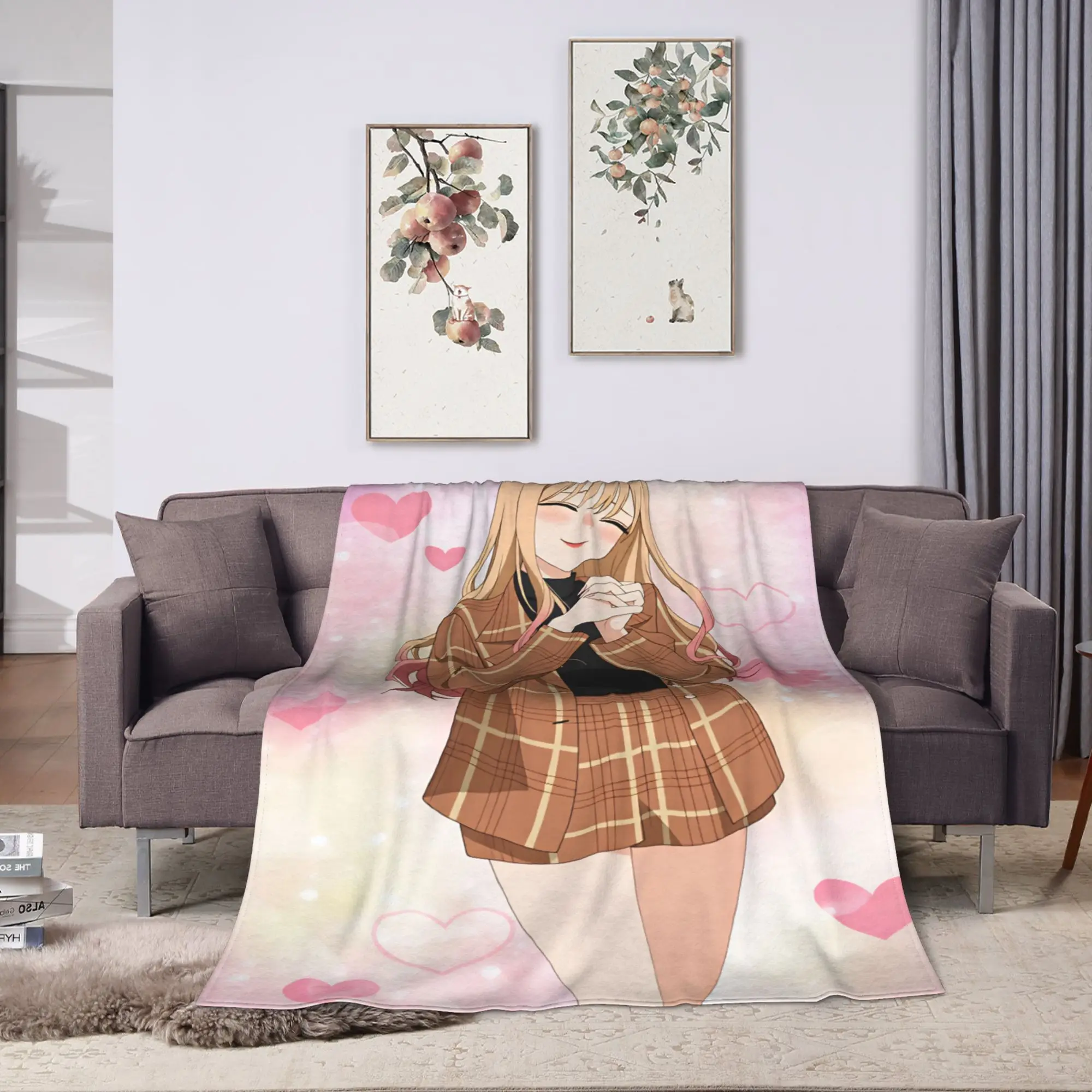 Marin Kitagawa Super Warm Blanket Japan Anime  Boy Girl Plush Bedding Throws Graphic Bedroom Flannel Bedspread Sofa Bed Cover