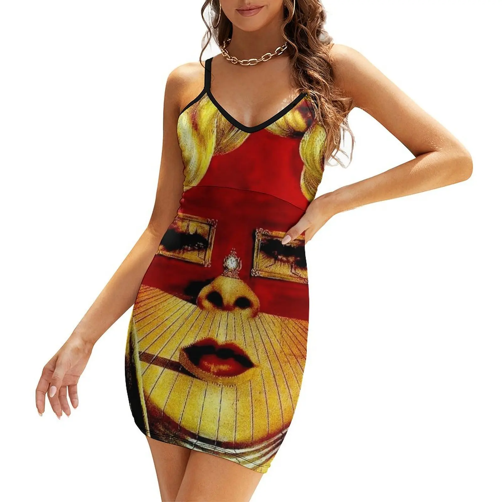 

MAE WEST : VintageAbstract Portrait Sling Dress dress for women summer luxury dresses women's dresses luxury Woman clothing