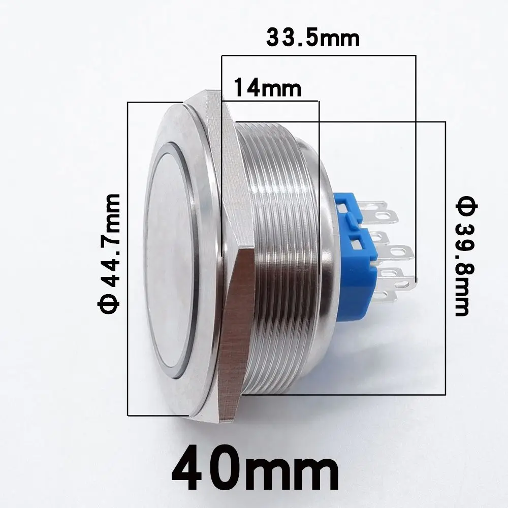 22mm 25mm 30mm 40mm Metal Push Button Switches 2NO2NC control Buttons Switch Start Stop PC Car Engine Power Supply On Off LED