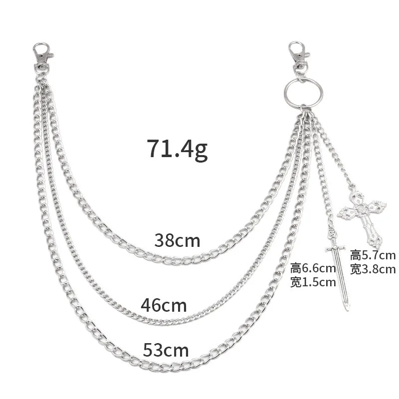 Hip Hop Skull Cross Pants Waist Chain Men Women Cool Jeans Chain Keychain Wallet Chain Gothic Biker Fashion Accessories view 2