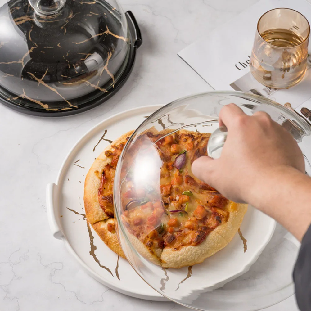 

Marbled Ceramic Cake Plate with Cover Large Capacity Dessert Dome Fruit Tray Multi-Use Cake Stand Home Decor Snack Storage