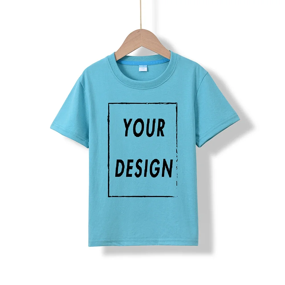 2025 Free Customized Front and Rear Logo Children's Cotton T-shirt, the Best Gift for Boys and Girls