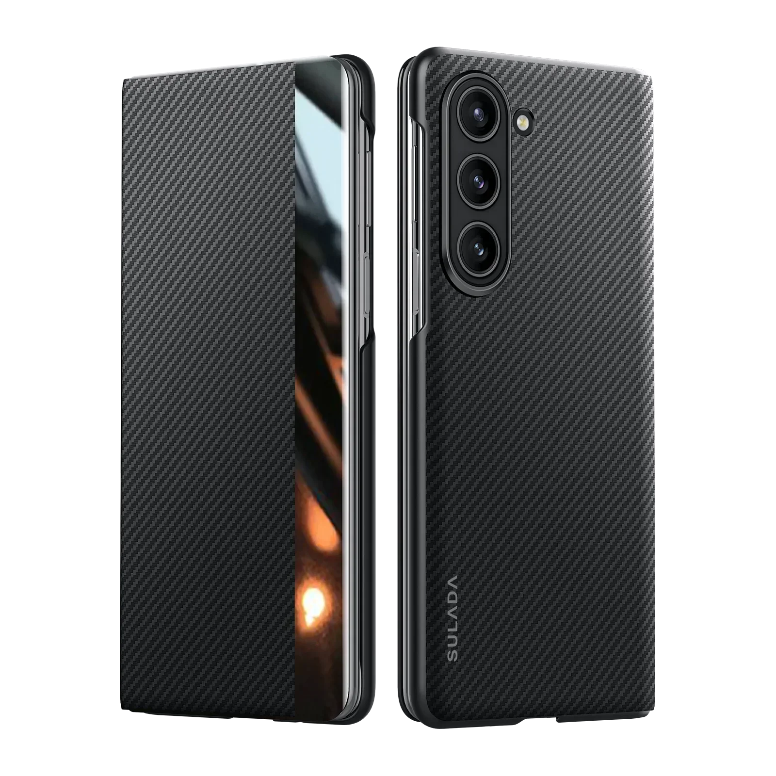 Sulada Luxury Carbon Fiber Pattern Leather Magsafe Case for Samsung Galaxy Z Fold 7 6 5 4 W24 23 Card Slot Armor Flip Cover