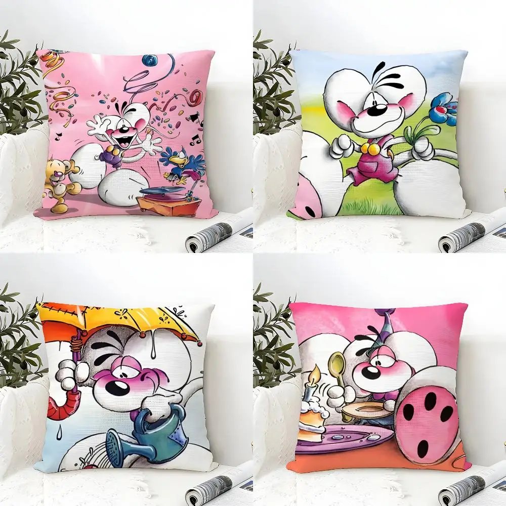 Cute C-Christmas D-Diddl Cushion Cover Eco Linen Pillow Case Double-Sided Print Breathable Durable Zipper Home Decor Gift