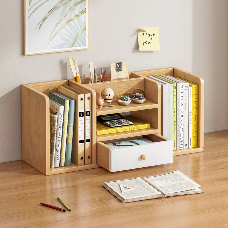 AOLIVIYA Compact Desk Bookcase Shelf Desk Bookshelf Library Cabinet Organizer Storage Rack For Office