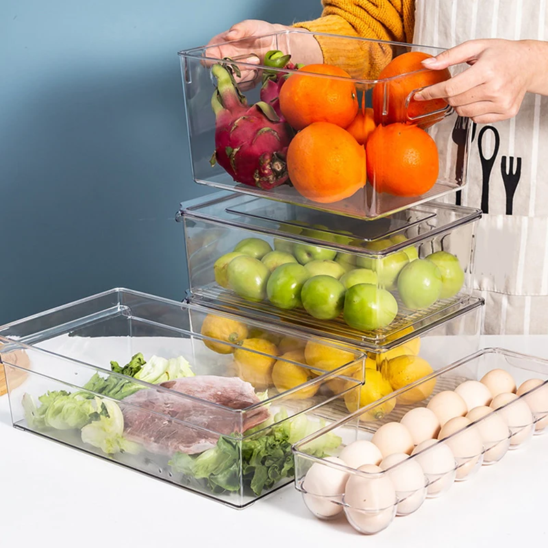 Kitchen Refrigerator Storage Box Fresh-keeping Box Vegetables Fruits Eggs And Meat Food Frozen Finishing Transparent Storage Box