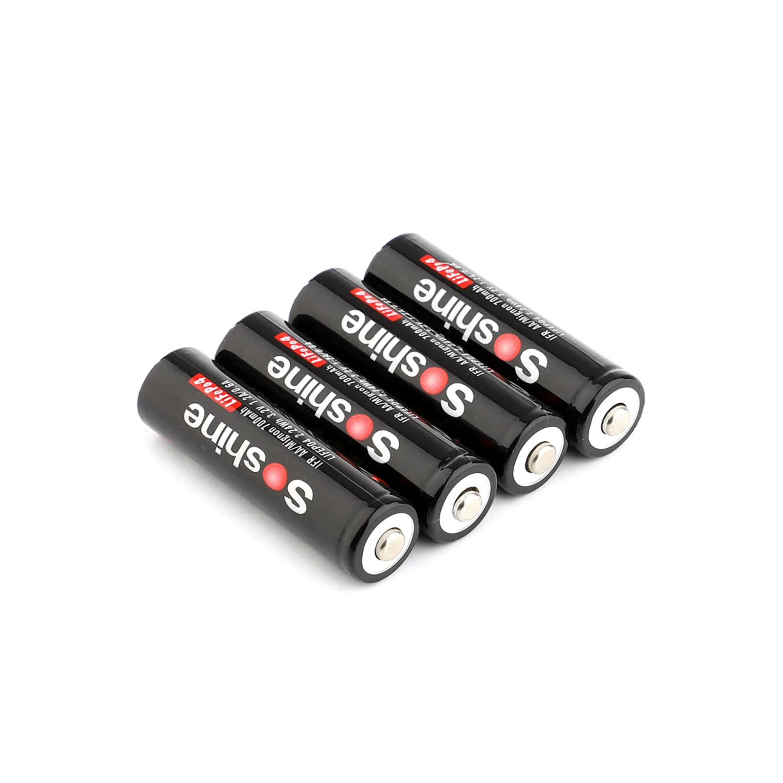 Soshine 4PCS 14500 AA 3.2V 700mAh LiFePO4 Rechargeable Battery with EU Plug Battery Charger F7