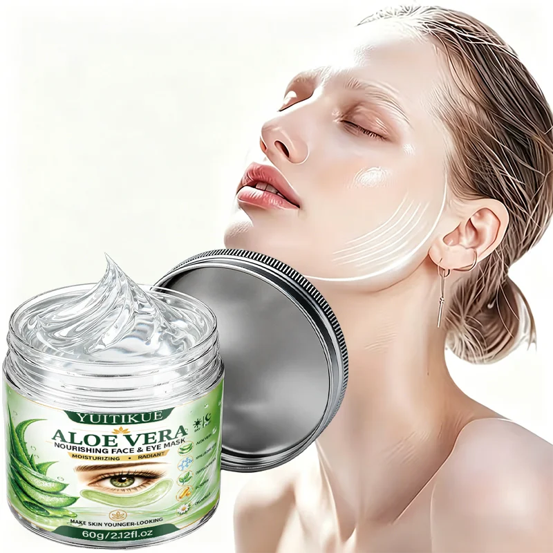 YUITIKUE Aloe Vera Moisturizing Face Eye Mask 60g - Hyaluronic Acid Radiant Day Night Care