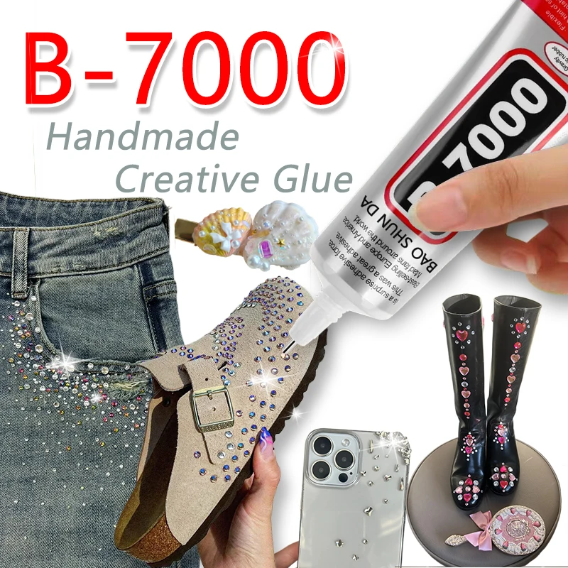 B7000 Glue, mobile phone screen glue, suitable for jewellery, house building models, dried flowers, wooden frames, fabrics, cardboard, woolen materials, universal crafts creative soft glue, anti-clogging design , 110ml