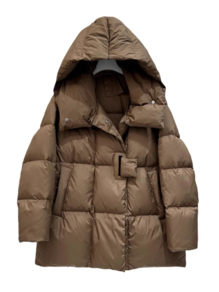 Zimowa kurtka puchowa damska z 90% puchem kaczym, modna, gruba, ciepła, puszysta parka, nowość 2025, luźna, oversize'owa kurtka puchowa, odzież wierzchnia.