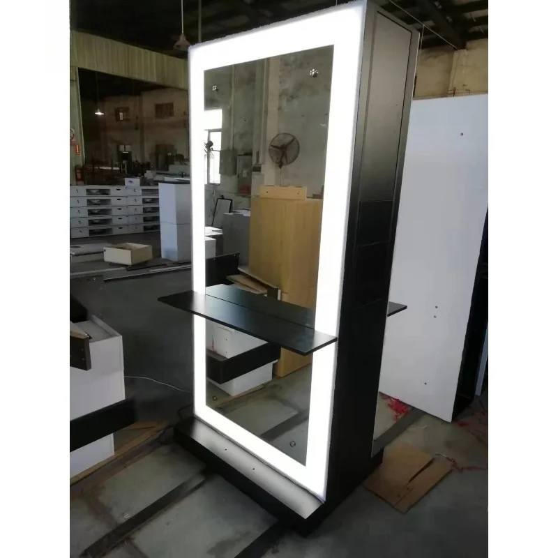 Double Sided Single Sided Barbershop Station Hair Salon Mirror Station Light Emitting Diode