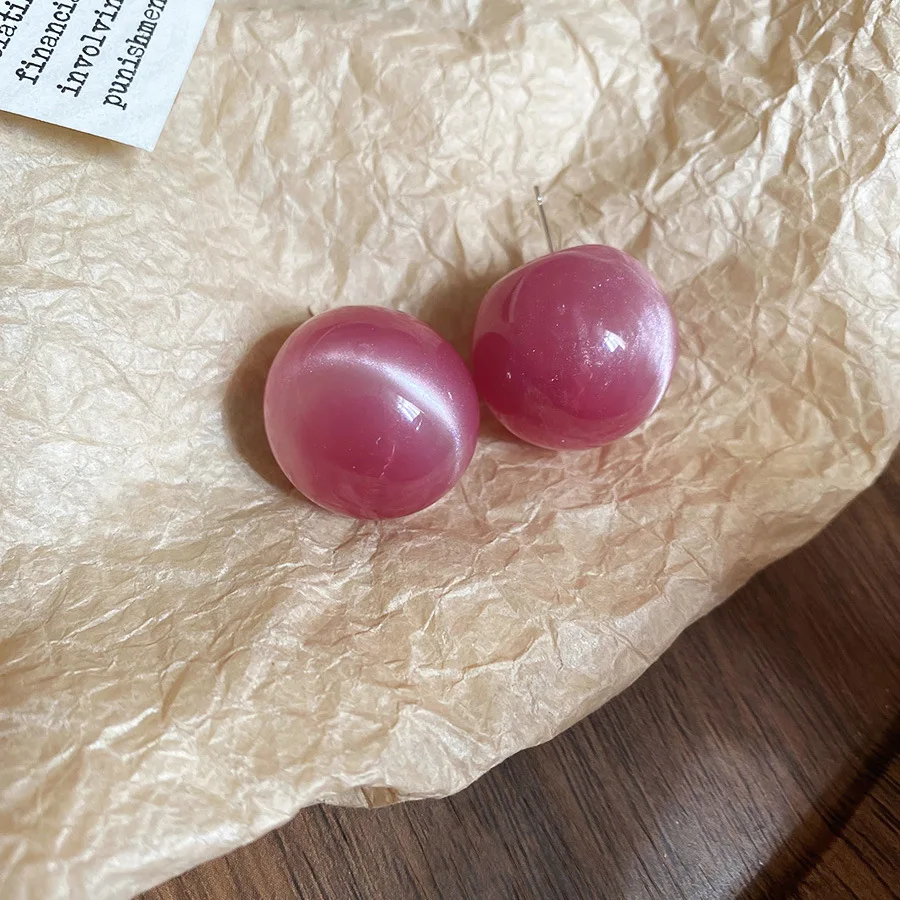 Women's Candy Color Smudge Round Stud Earrings, Versatile Gift