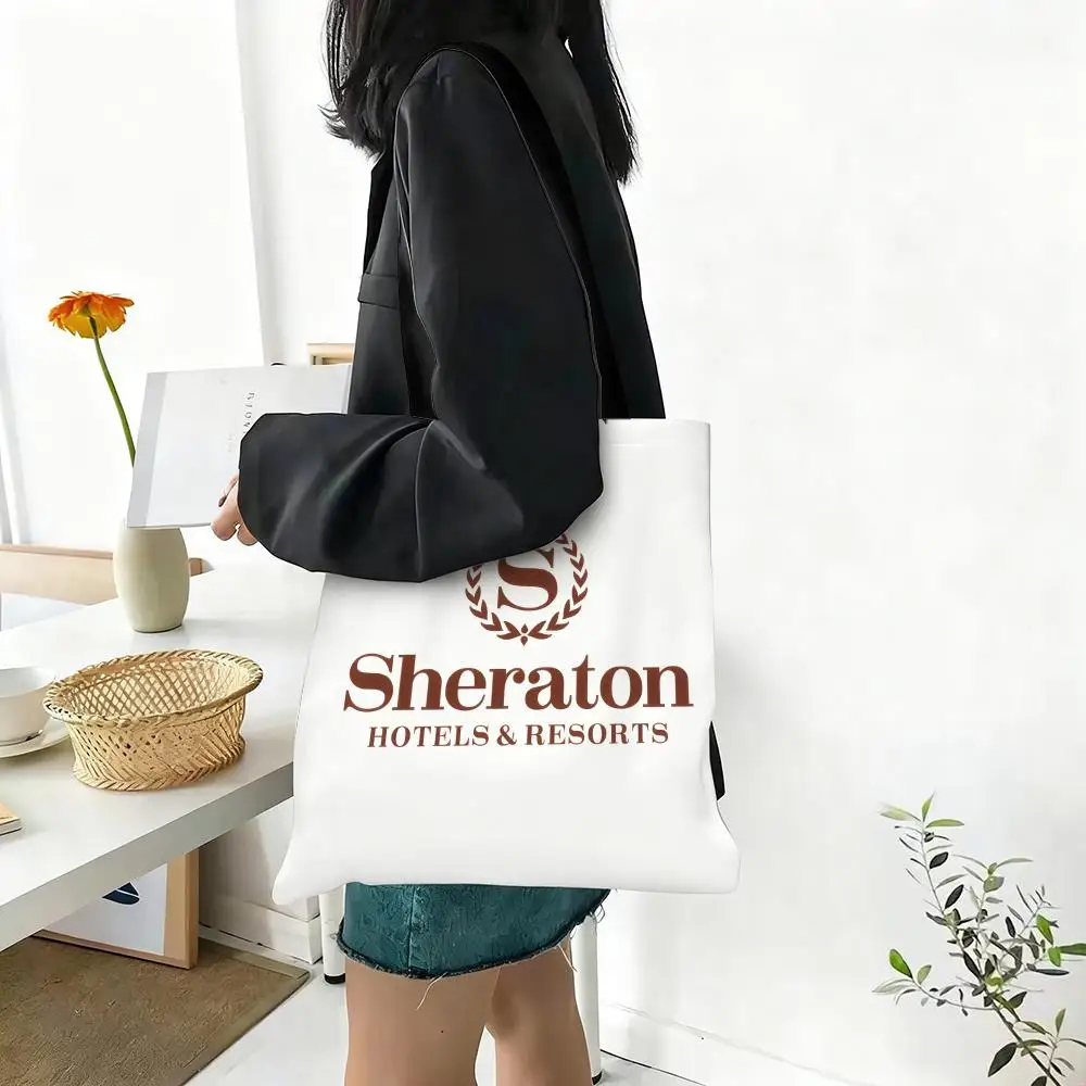 s-Sheraton Hotels Storage Bags Lightweight Canvas Tote Bag Large Capacity Shoulder Shopper Fashion Eco Multi-Purpose Handbag
