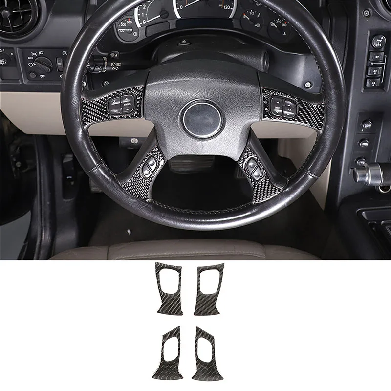 For 2003-2007 Hummer H2 Soft Carbon Fiber Car Steering Wheel Button Frame Sticker Car Interior Accessories 4Pcs